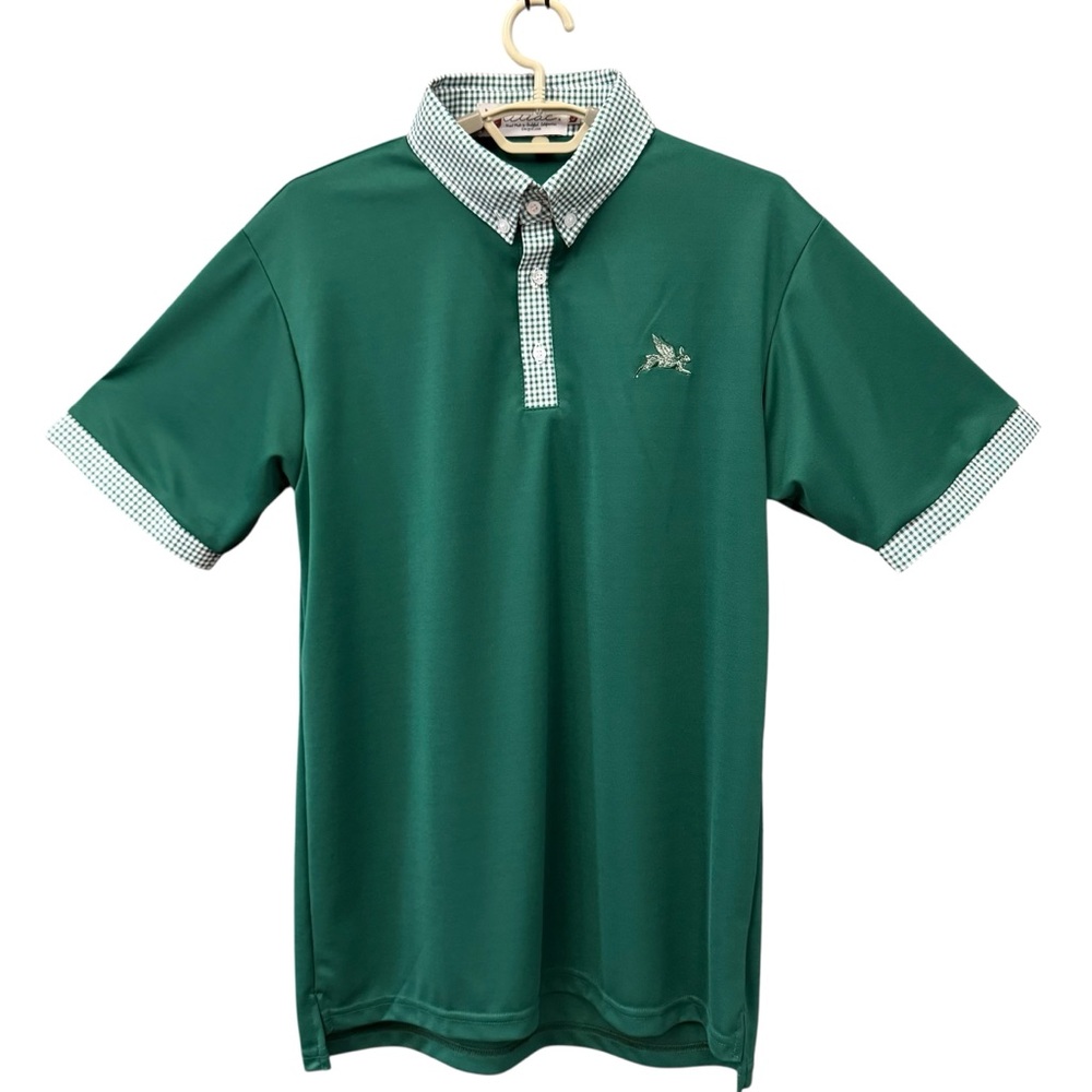 ILIAC Golf Handmade California Green Polo Shirt Winged Rabbit Logo Mens L
